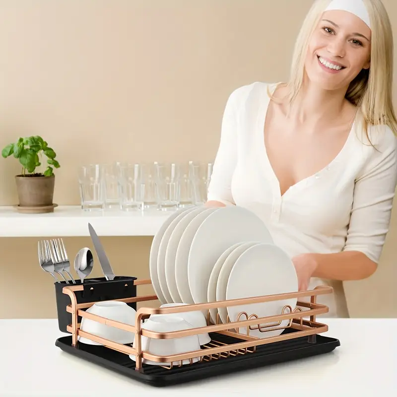 1pc aluminum dish rack dish drain rack detachable kitchen counter organizer above sink very suitable for storing dishes bowls cups and tableware dish drying rack Product details 2