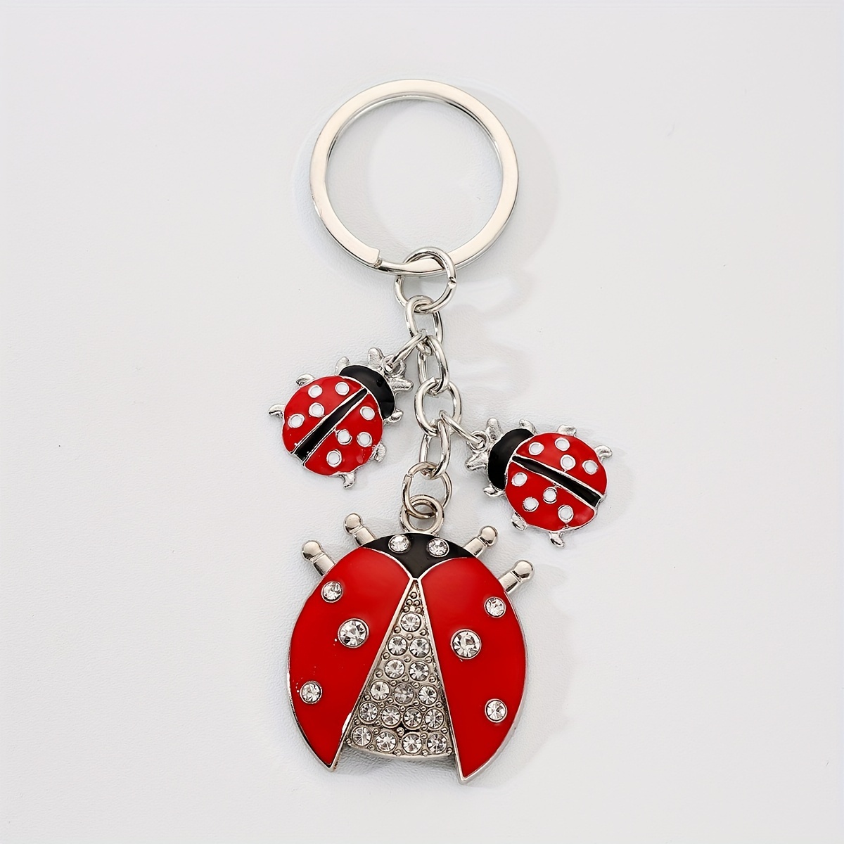 "1 Creative And Trendy Alloy -encrusted -spotted Ladybug Keychain, Couple Alloy Mobile Phone Bag, Car Pendant Bag, Keychain As A Commemorative Gift For "