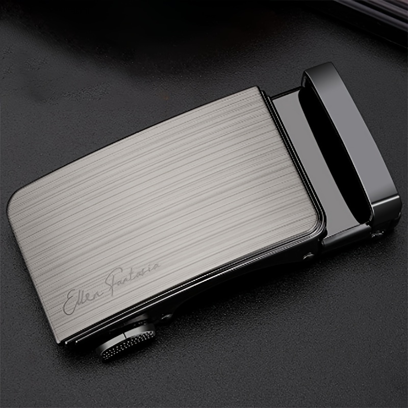 TEMU Business Men's Belt Automatic Buckle For 3.3-3.5 Cm/1.3-1.38'' With Rubber Adjustable Men's Belt, Fashion Alloy Belt Additions, Genuine Business
