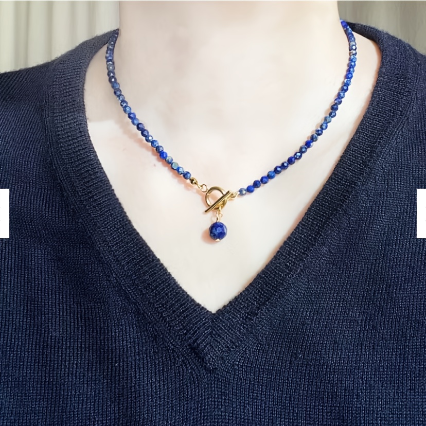 E-shop Minimalistische OT-Verschluss Lapis Anhänger Halskette – Unisex, geeignet für alle Jahreszeiten, Winter Neuankömmling, ein leichter Luxus- und