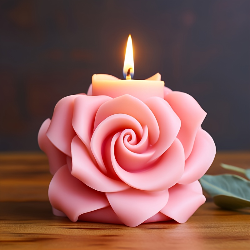 

1pc Silicone Rose Candle Mold For Diy Aromatherapy – Creative Valentine’s Day Floral Craft, Pink , Handmade Scented Candles And Home Decor