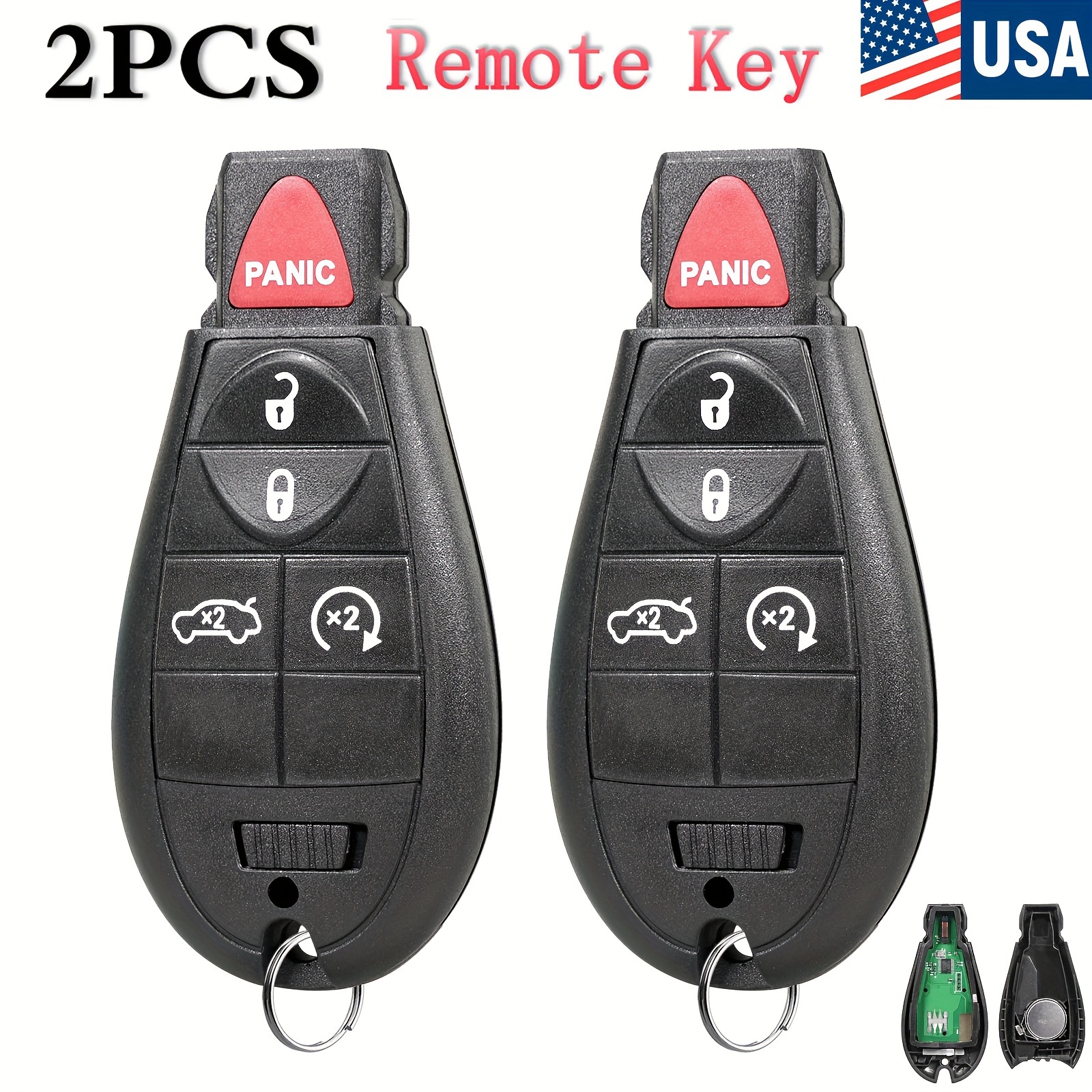 

2pc Car Key Fob 5 For Chrysler For Dodge For Charger For For Fcc Id Iyz-c01c M3n5wy783x