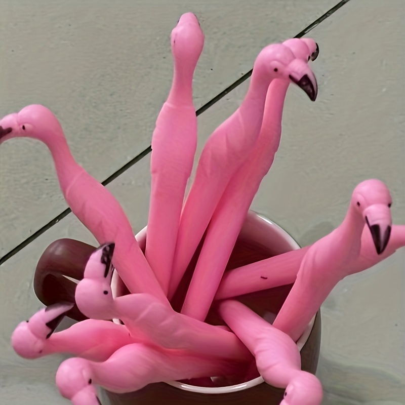 Image of Gel Pens 5pcs Pinkcreative Flamingo Style Black 0.5mm Cute Cartoon Student Office Supplies