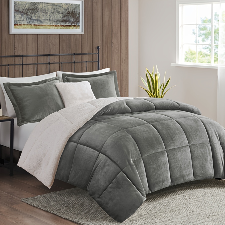 1pc sherpa thick comforter comforter 1 pillowcase not included soft and comfortable solid color bedding suitable for all seasons bedroom and dormitory bedding