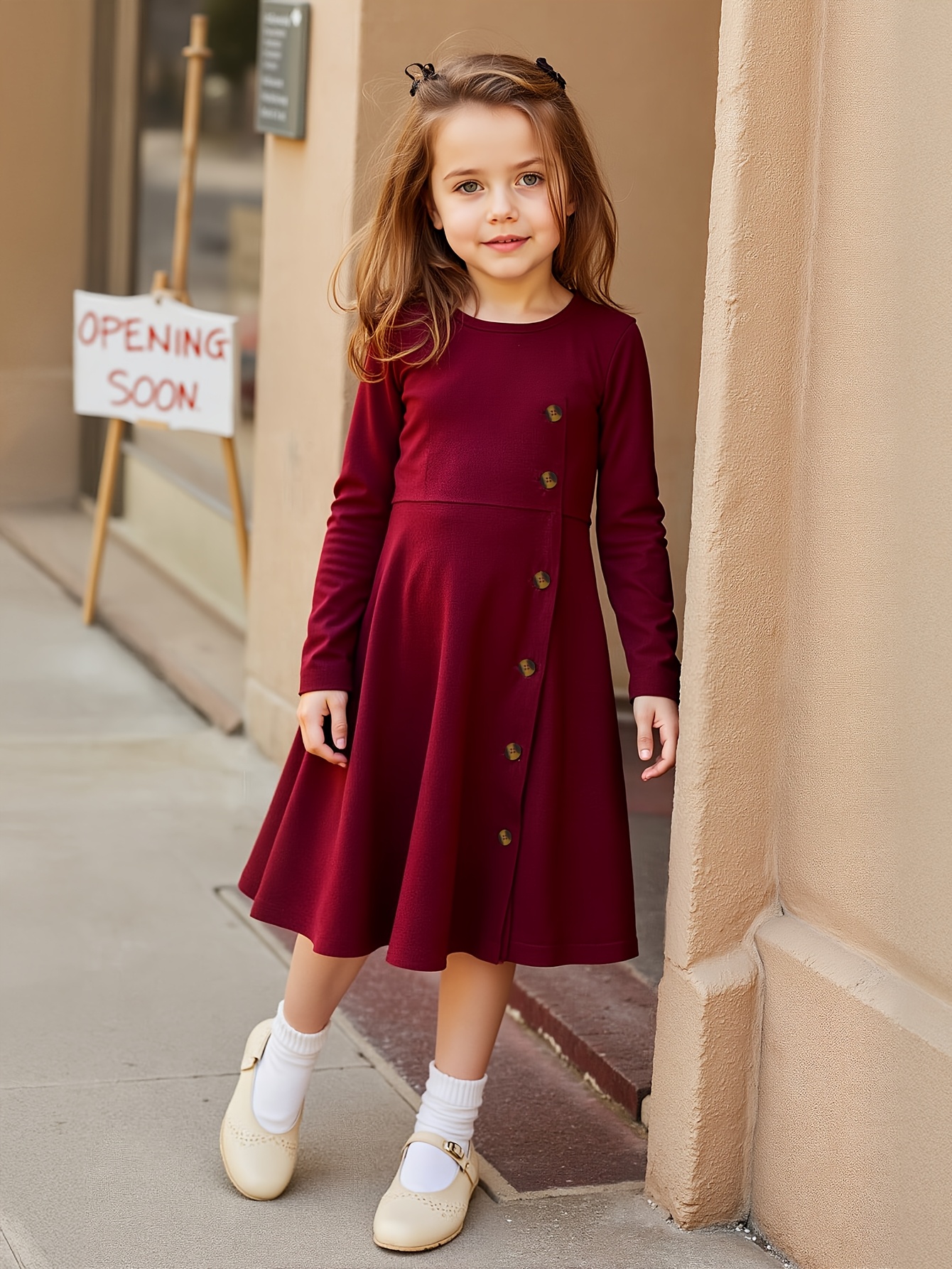 navy blue dress for baby girl Handmade Wool Blend Lace Midi Dress – Vintage Winter Elegance