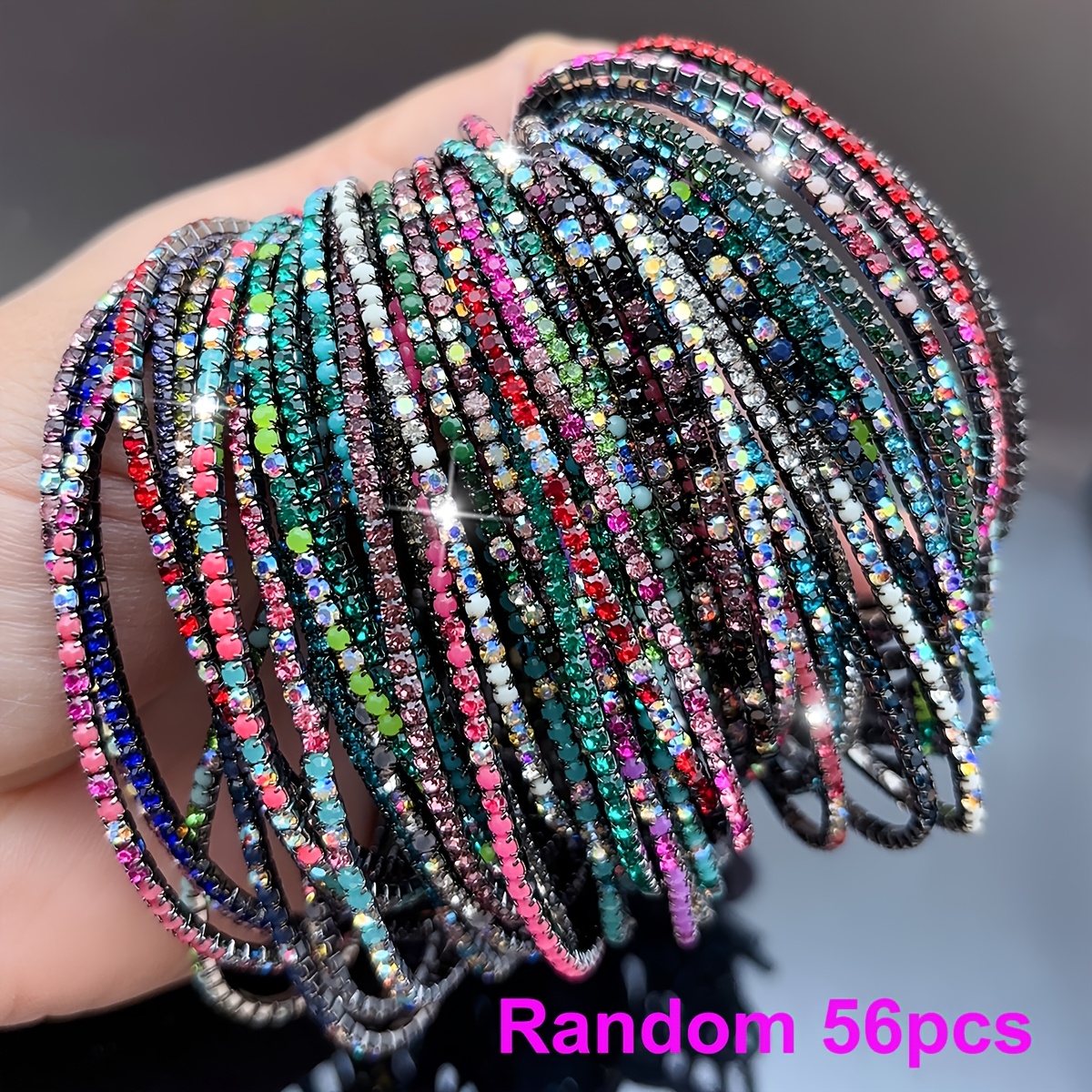 Ultra-Thin Multicolor Stackable Rhinestone Tennis Bracelet