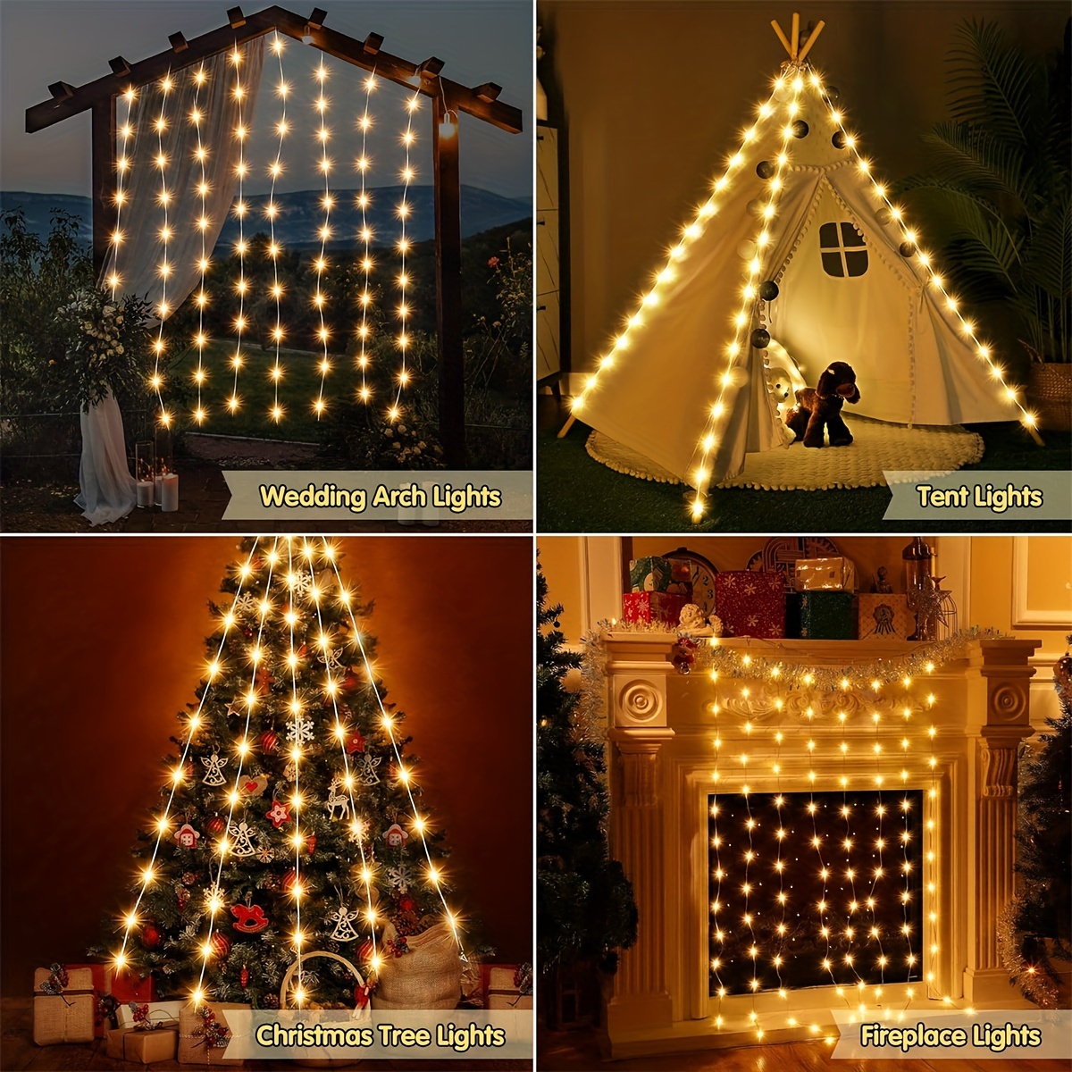Luci di Natale a forma di ghiacciolo a LED da 4 m con 19 gocce, luci da fata per tende da finestra con 8 modalità, bianco caldo | Leroy Merlin
