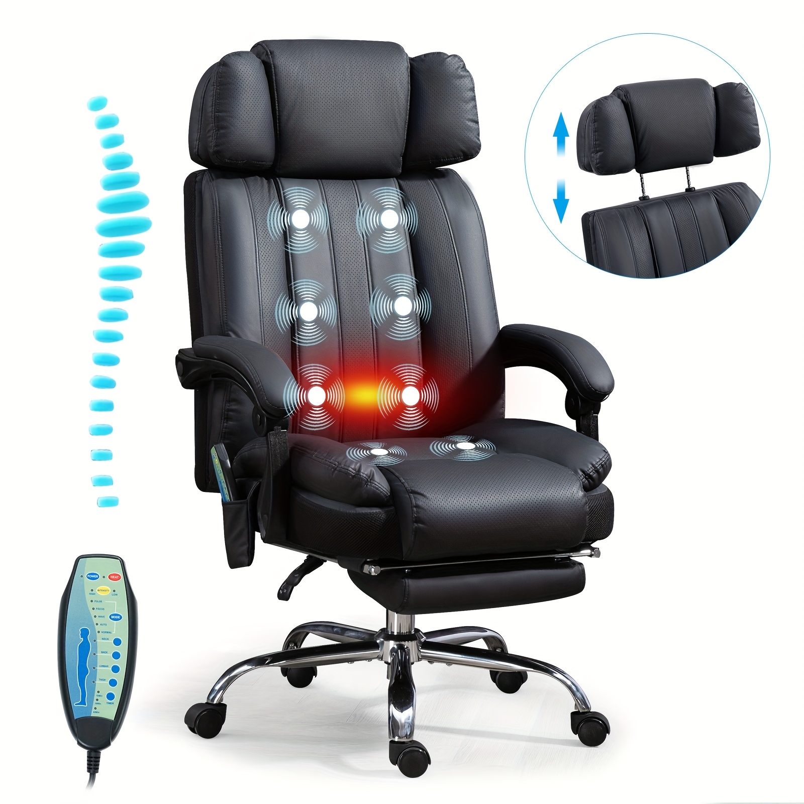 Big & Tall Executive Massage Office Chair - 500lbs Capacity & Heat