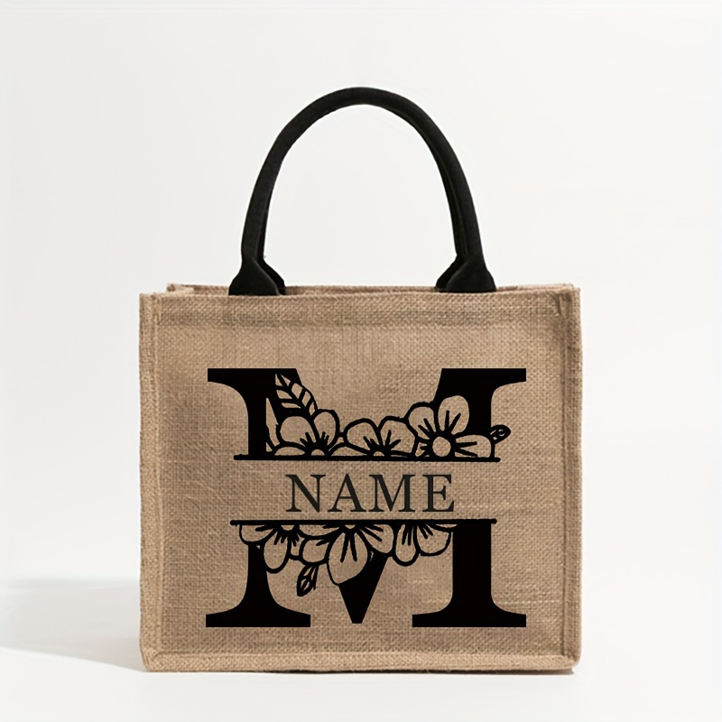 TEMU Sac cosmétique 1 pièce motif des de l'alphabet, grand sac shopping personnalisé pour la plage avec , cadeau fourre-tout pour femmes