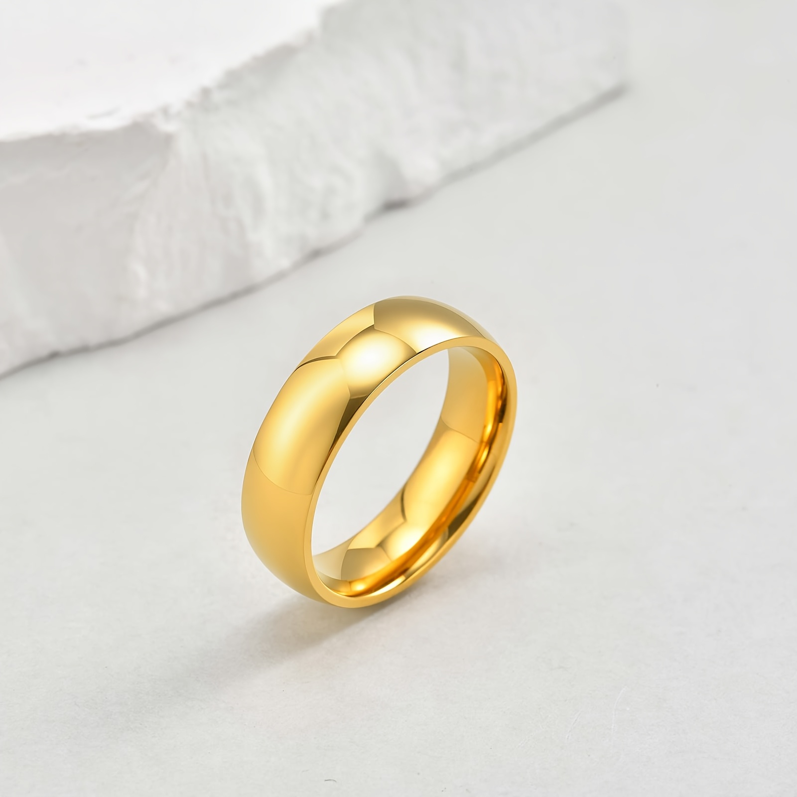 Personalized 18K Gold Plated Stainless Steel Ring, Customizable