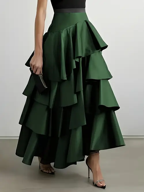 women stylish a line high waisted solid color skirts bottoms