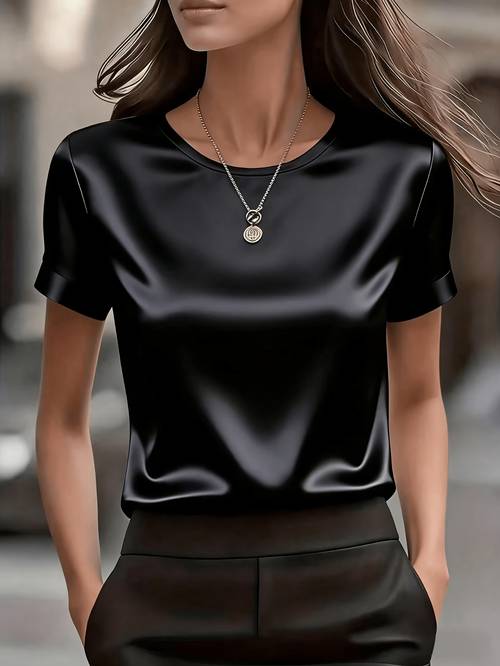womens solid color office formal fit elegant t shirt