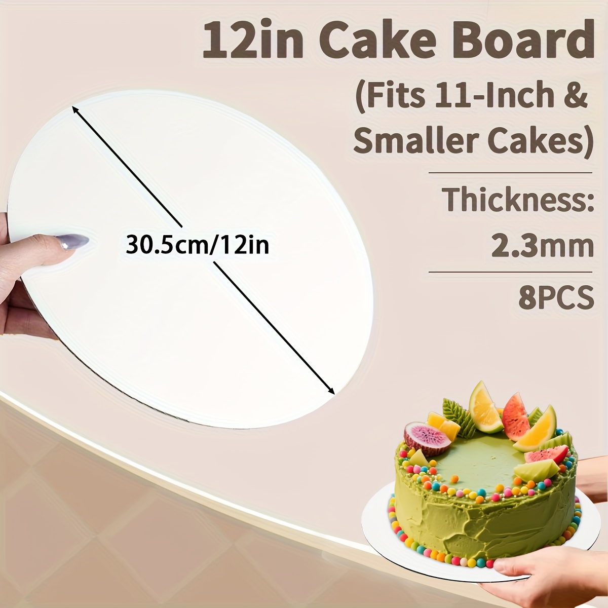 Image of White Round Cake Boards - 6/8/10/12-inch Bases For Tiered Cakes | 8 Or 16-pack | Sturdy Support For Wedding, Birthday & Party Cakes
