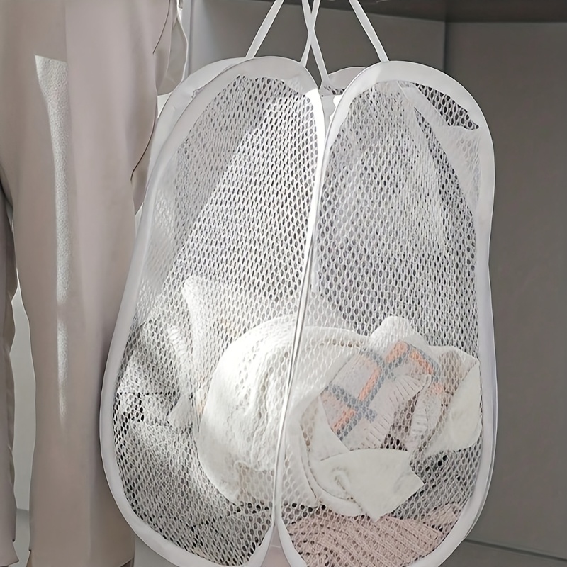   up laundry hamper with handles high capacity foldable polyester mesh basket for clothes storage in living room bathroom bedroom no liner included polyester grid multifunctional components laundry baskets details 7