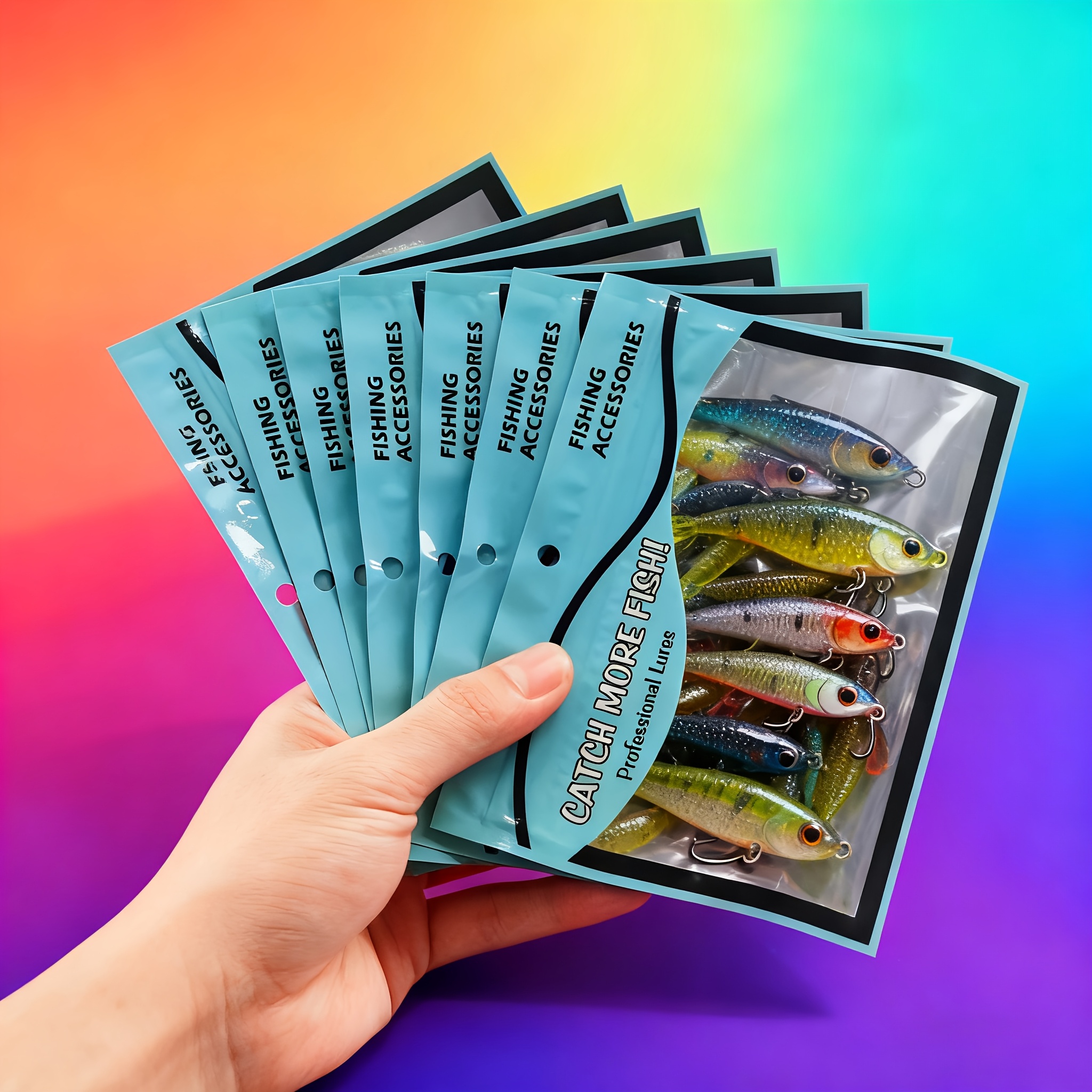 TEMU Pack Of 50 Fishing Lure Bags, Durable And Tackle Storage Pouches, Measuring 6.3"x4.8", Made From Thickened Pe Material With A Zipper For Lures,