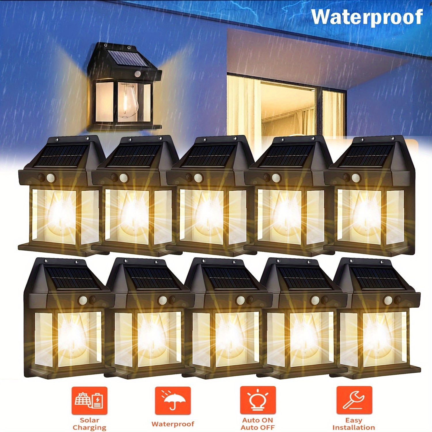 

Solar-powered Motion Sensor Garden Lights - 2/4/6/8/10pcs, Waterproof Outdoor Wall Mount Security Lanterns With Led Bulb, For Front Door, Patio, Garage & Shed, Solar Garden Lights Outdoor Waterproof