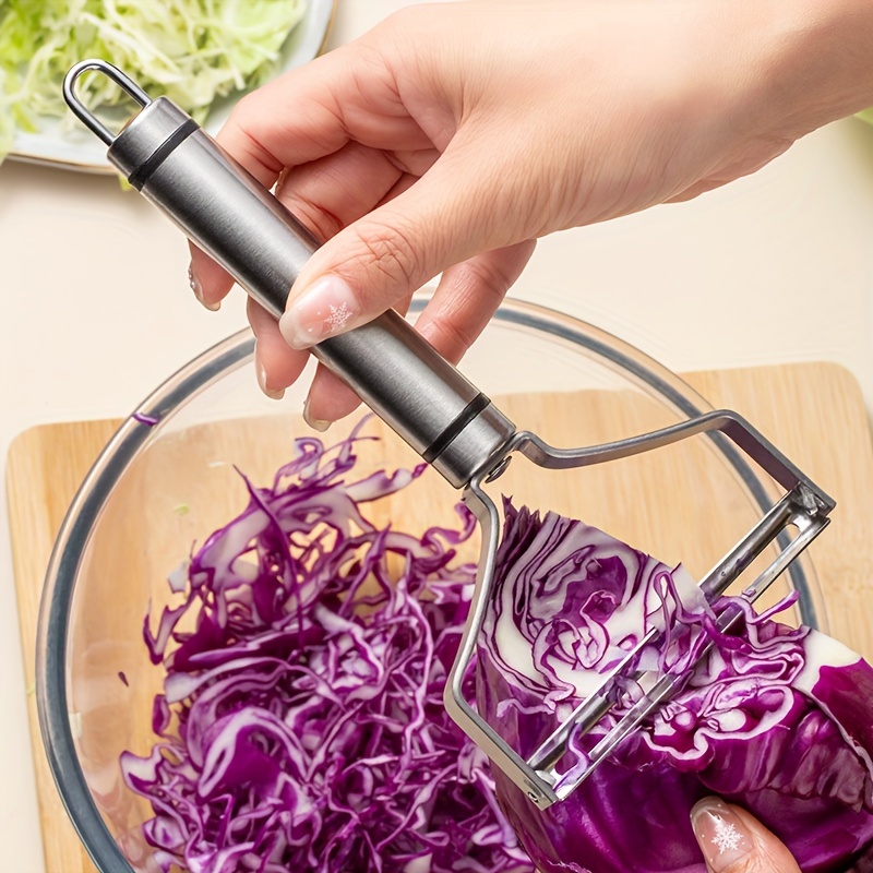 

Stainless Steel Cabbage Slicer & Vegetable Peeler - Wide Mouth Chopper For Salad Prep, Includes Cleaning Brush