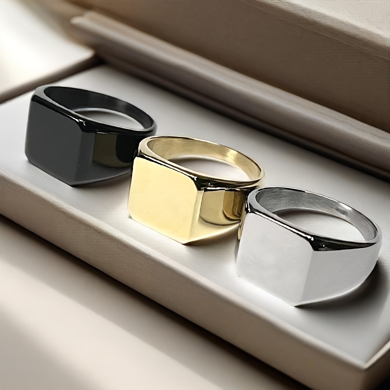 Men's Retro Minimalist 316 Stainless Steel Square Ring