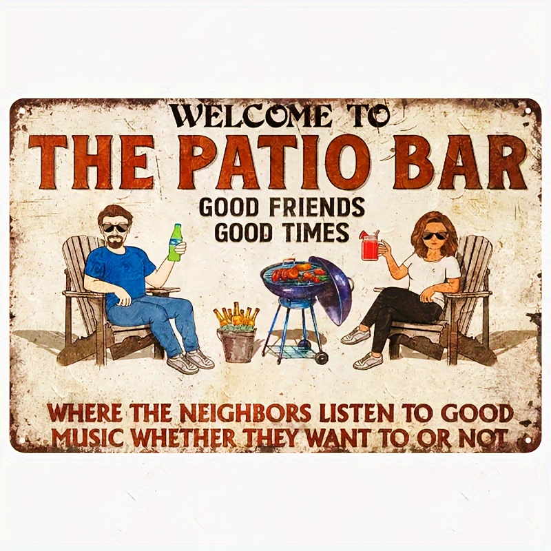 

1pc Vintage Patio Bar Metal Sign - Aluminum Wall Hanging Decor For Home, Garden, Bar - Multipurpose, , English Text - Ideal Gift For Couples & Friends, 8x12 Inch