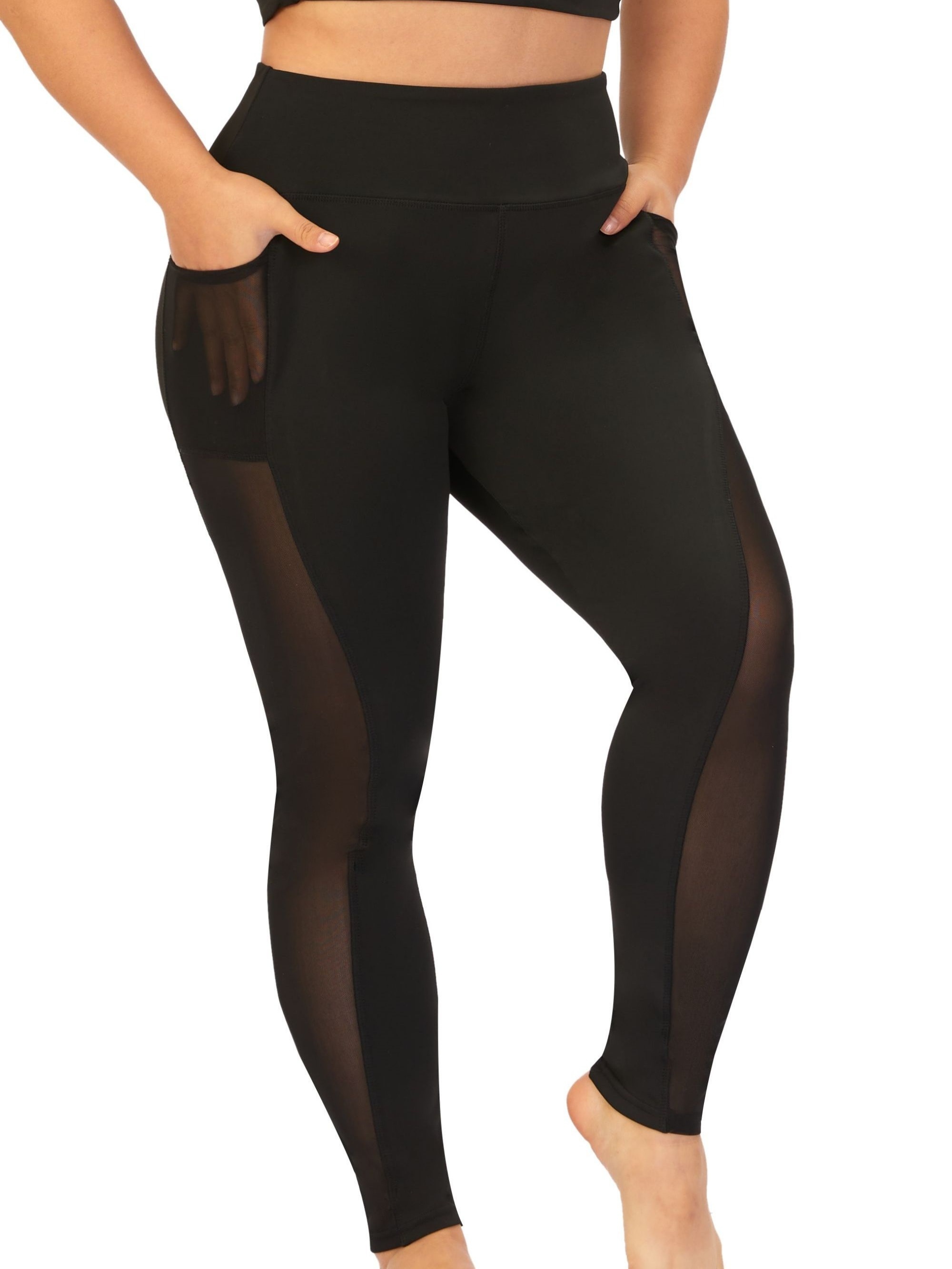 High Waist Contrast Mesh Leggings for Women - Sexy Yoga Pants for Fitness  and Workout - Breathable Activewear