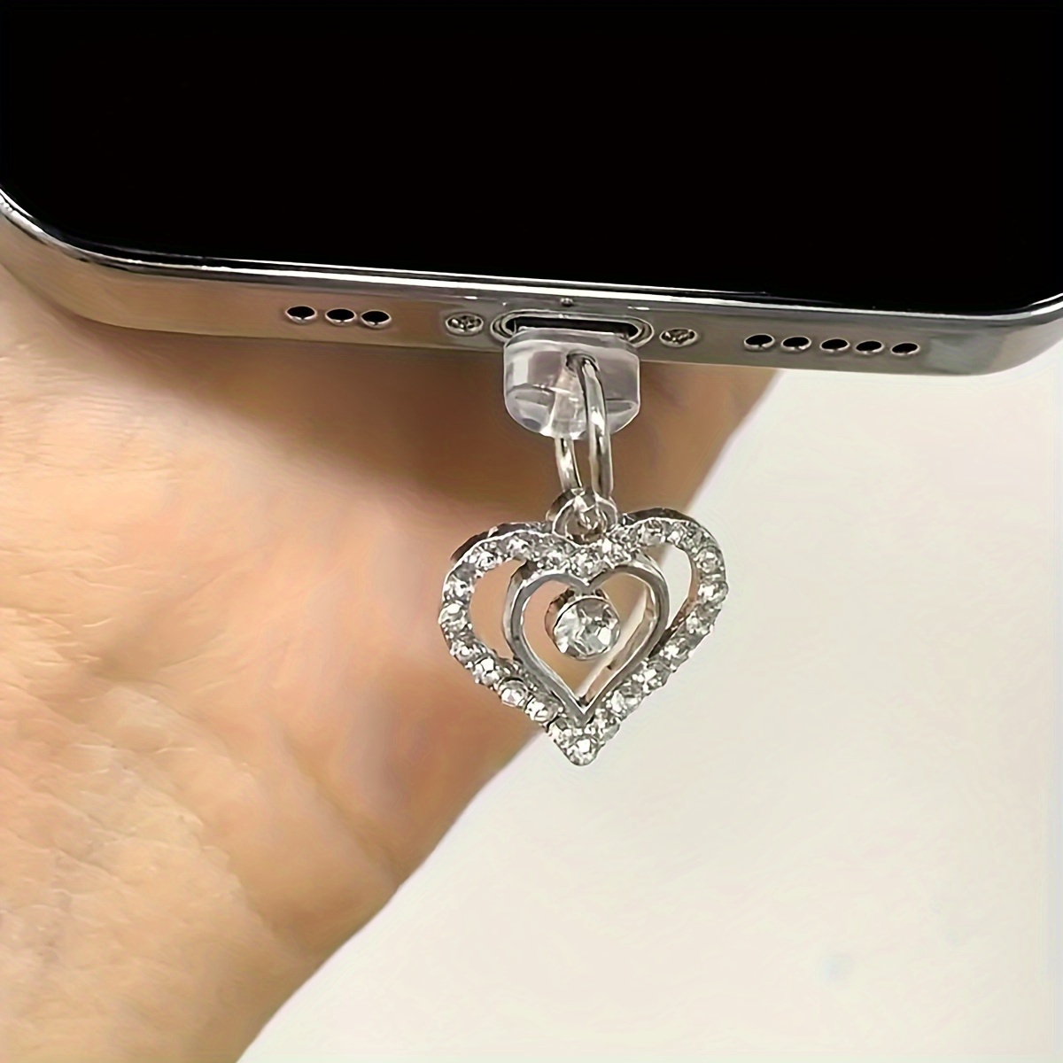 Heart-shaped Rhinestone Mobile Phone Plug, Good Sealing Performance, Made Of High-quality And Durable Materials, Suitable For /xiaomi Mobile Phones, Iphone And Type-c Interfaces