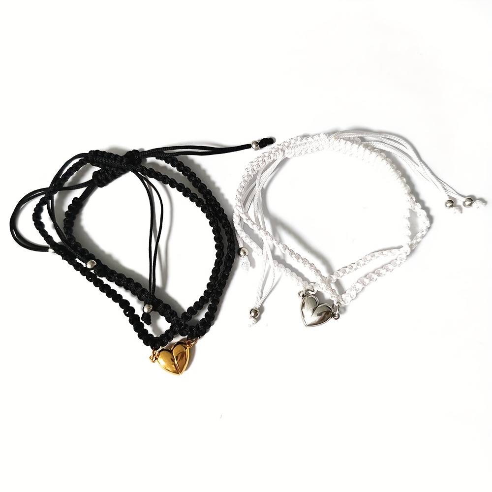 2pcs Personalized Initial Couple Bracelets, Adjustable