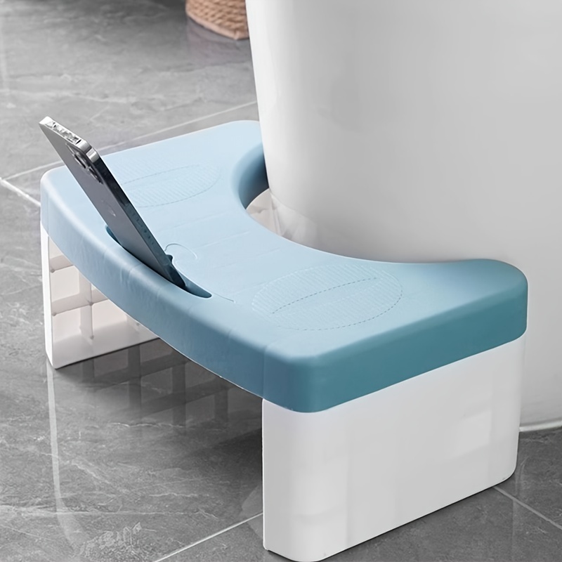 

1pc Adjustable Plastic Squatting Toilet Stool, Anti-slip Bathroom Step Up Stool For Adults, Thickened Material With Phone Holder, 9x14.3x6.3 Inches