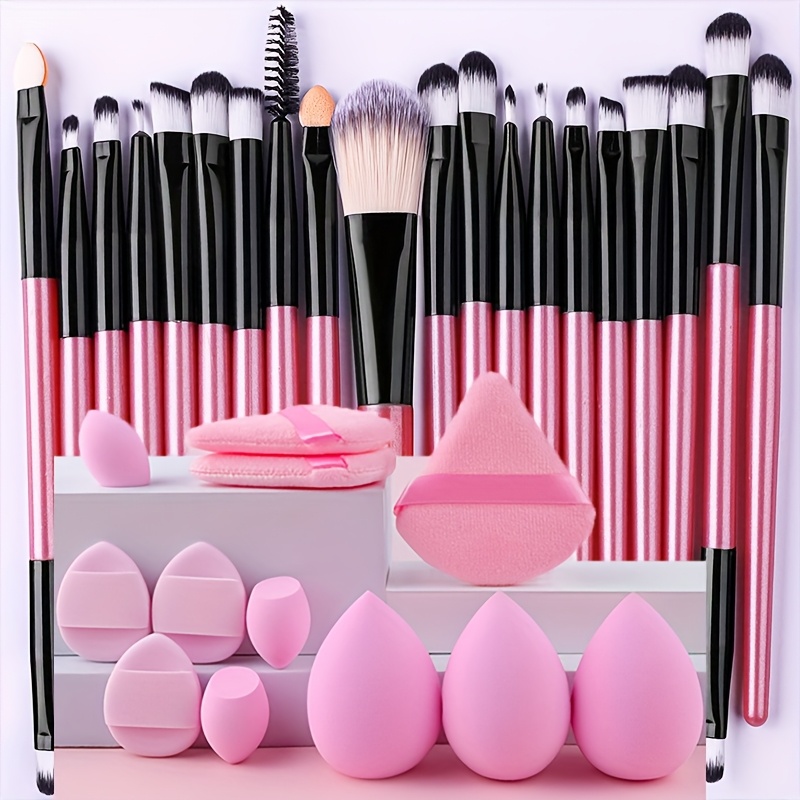 TEMU 12/32pcs Makeup Tools Set Including: 20pcs Makeup Brush Set+3pcs Powder +3pcs Mini Air Cushion +3pcs Beauty Blenders & 3pcs Blenders, Suitable