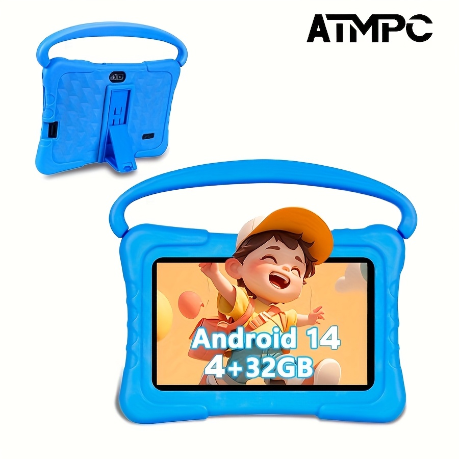 Atmpc, Kids Learning Tablet 7 Inch 14, , 4gb 32gb Rom, With Hd Ips Eye Protection, Free Giveaway Of Anti-drop Protective Case, Gms, , Lightweight Ebook Reader