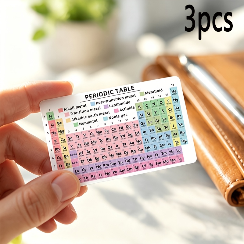 TEMU 3 piezas/paquete de tarjetas de PVC de , adecuadas para universidad, clases de química - Tabla de ultradelgada y portátil con tabla por colores
