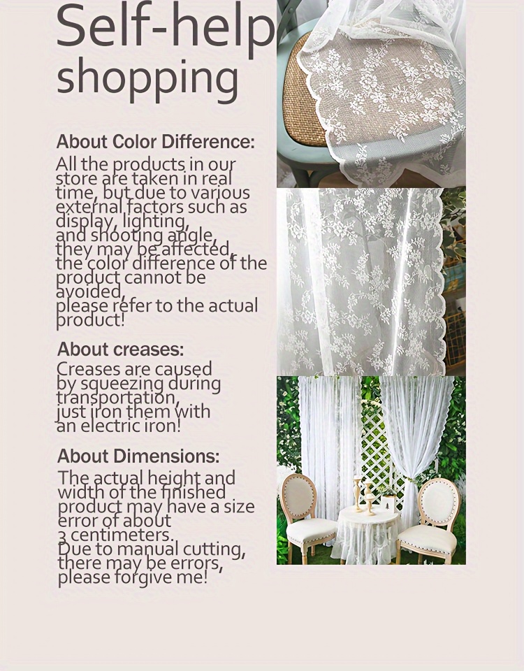 1pc white lace sheer curtain with   uv protection rod pocket window treatment for living room bedroom decor details 2