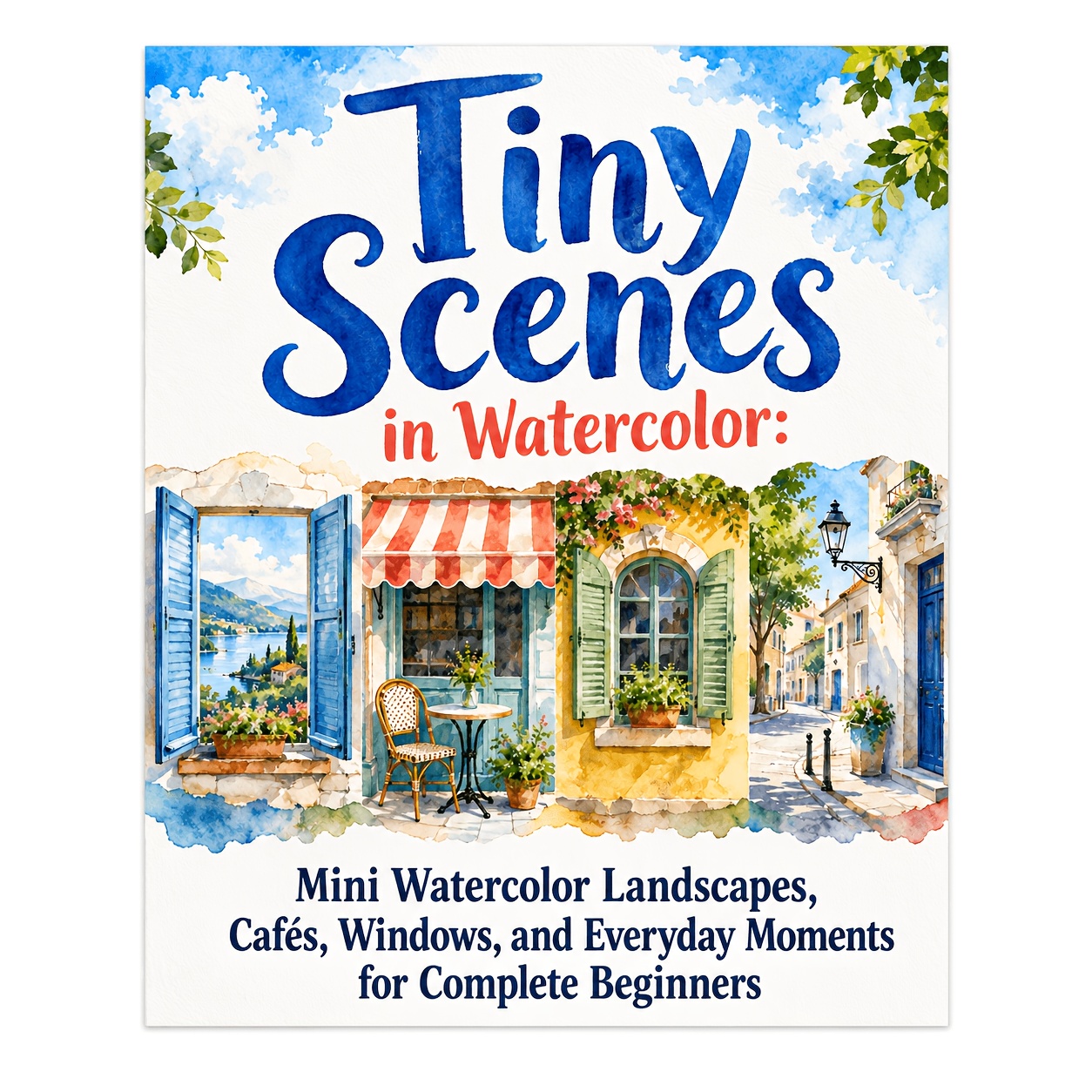 TEMU Petits Scènes en Aquarelle - Livre de Peinture Aquarelle Facile pour Débutants avec Mini Paysages, Cafés, Fenêtres & Scènes du Quotidien