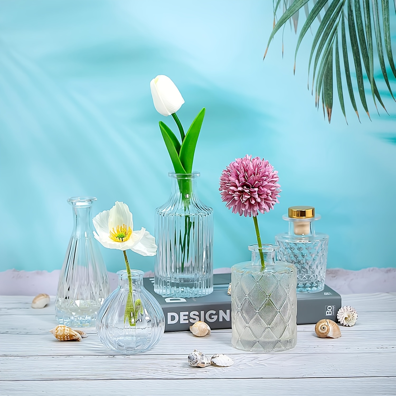 10 20pcs transparent simple relief   vase set suitable for wedding home dining table party decoration glass vase 8