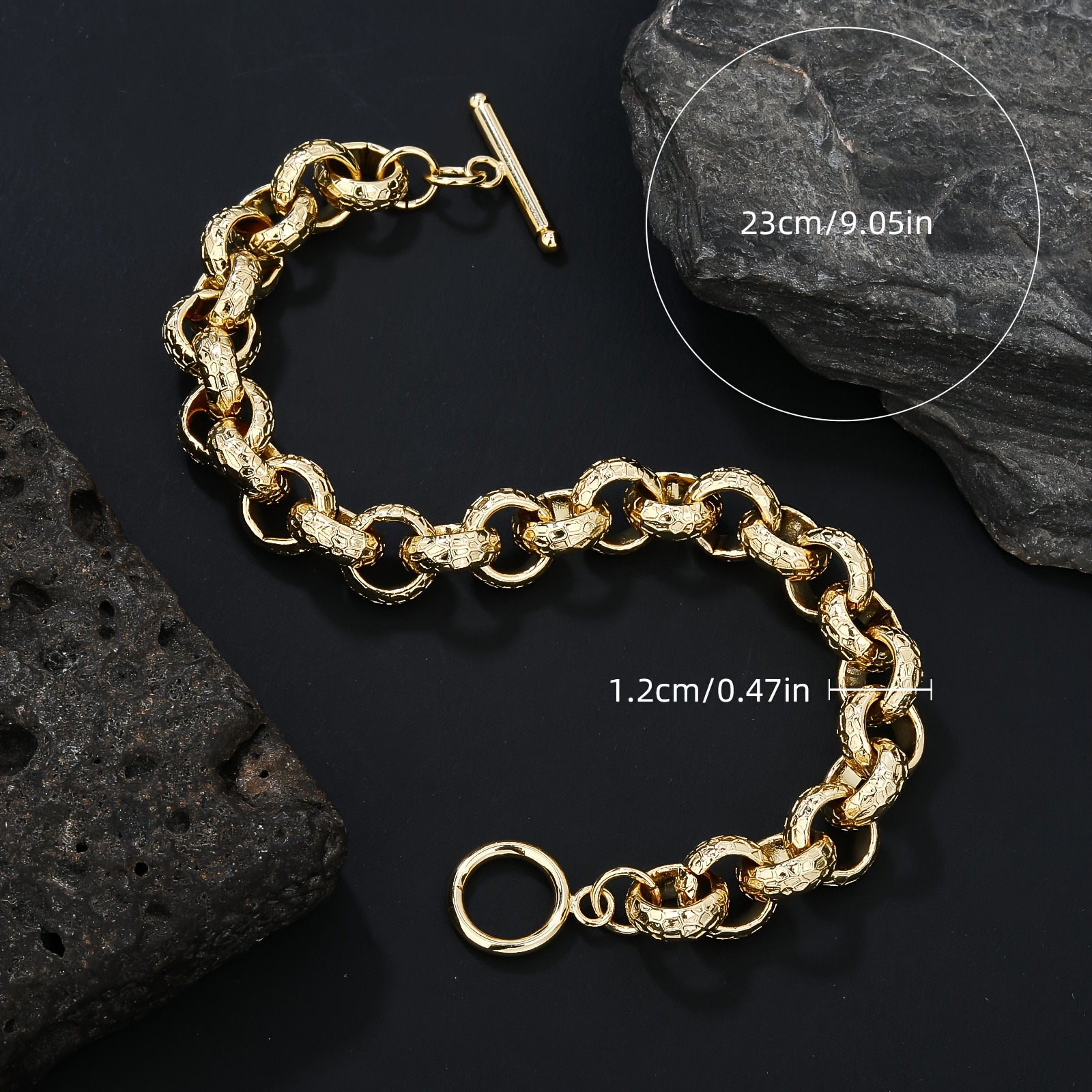 18K Plated Copper Turtle Pattern Chain Men's Bracelet