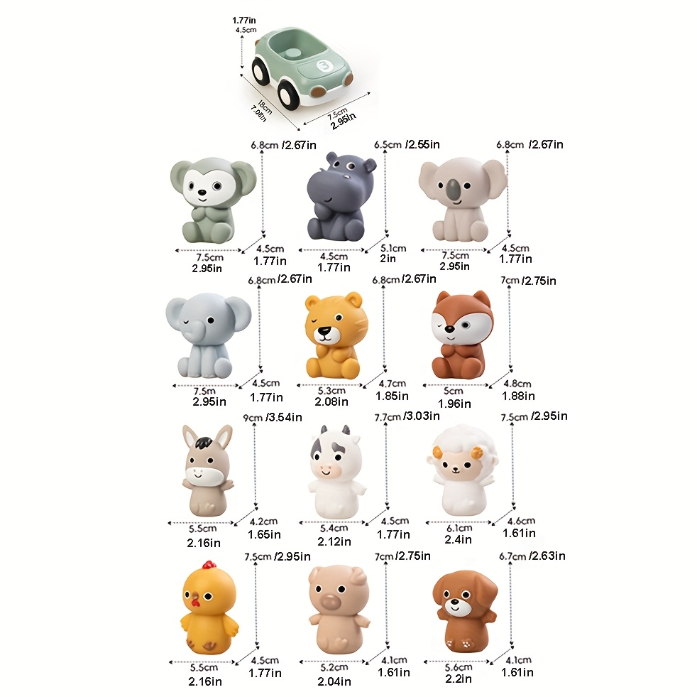 6pcs/set Kids' Inertial Sliding Animal Car | Detachable Soft Rubber Squishy Finger Cot, Kindergarten Construction Toys, Baby Car Toy for Boys & Girls, Christmas, Birthday Gifts, Tactile Skills, Color Recognition, Shape Recognition, Uncharged