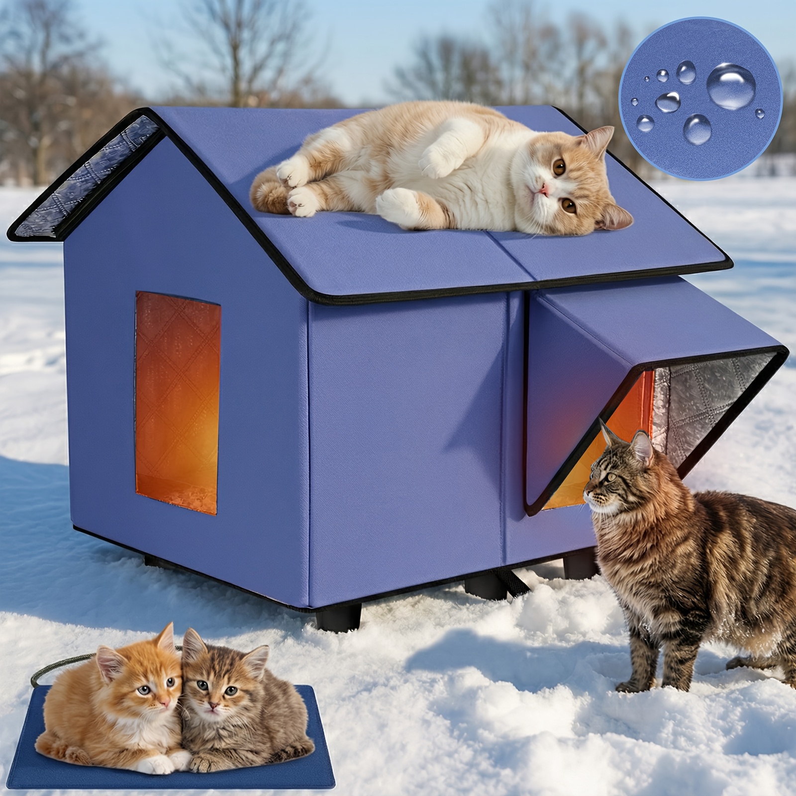 TEMU Outdoor Heated Cat House In Winter, Extremely Insulated, Elevated Cat Shelter With & Escape Door For Outside Stray This Christmas Season