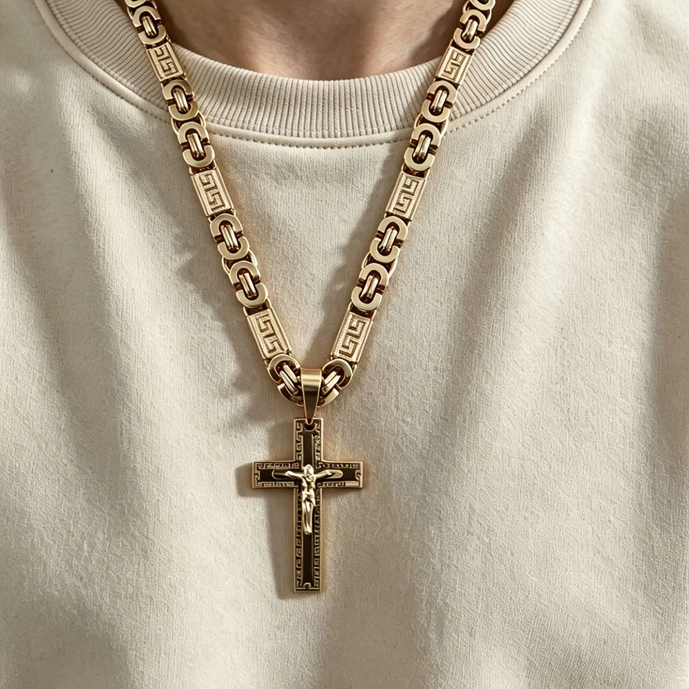 Men's Fashion Patterned Handmade Cross Necklace