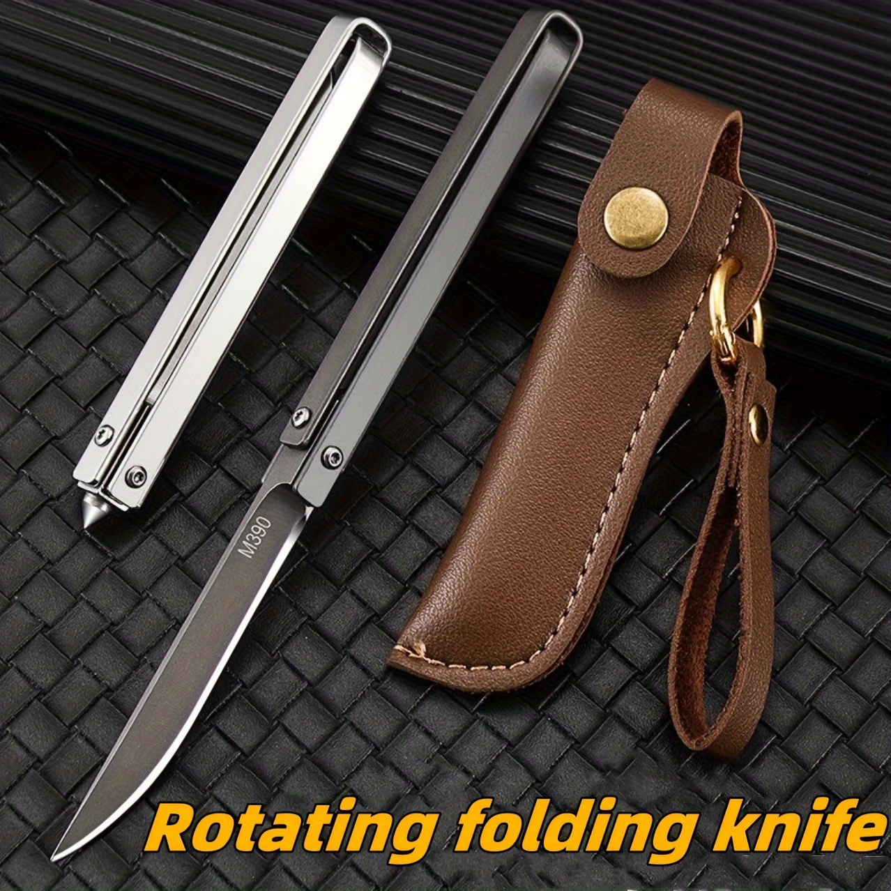 

The Rotating Folding Knife With Leather Cover Is Made Of Stainless Steel Material, Suitable For Outdoor Camping, Mountaineering, Fishing And Other Activities, And Is Also A Very Special Gift