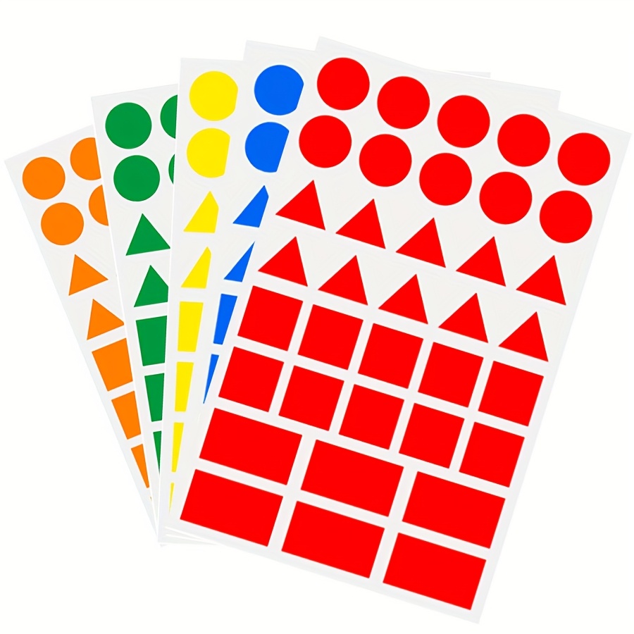 5sheets/180pcs Color Shaped Sticker Labels, Triangular Square Rectangular Circular Labels Self-adhesive Stickers, Suitable For Office, School, And Home Labeling Labels