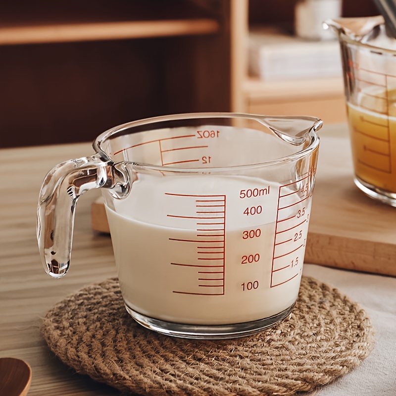 

500ml Heat-resistant Glass Measuring Cup: Precise Scale, Ergonomic Handle, Microwave/oven Safe For Baking & Cooking