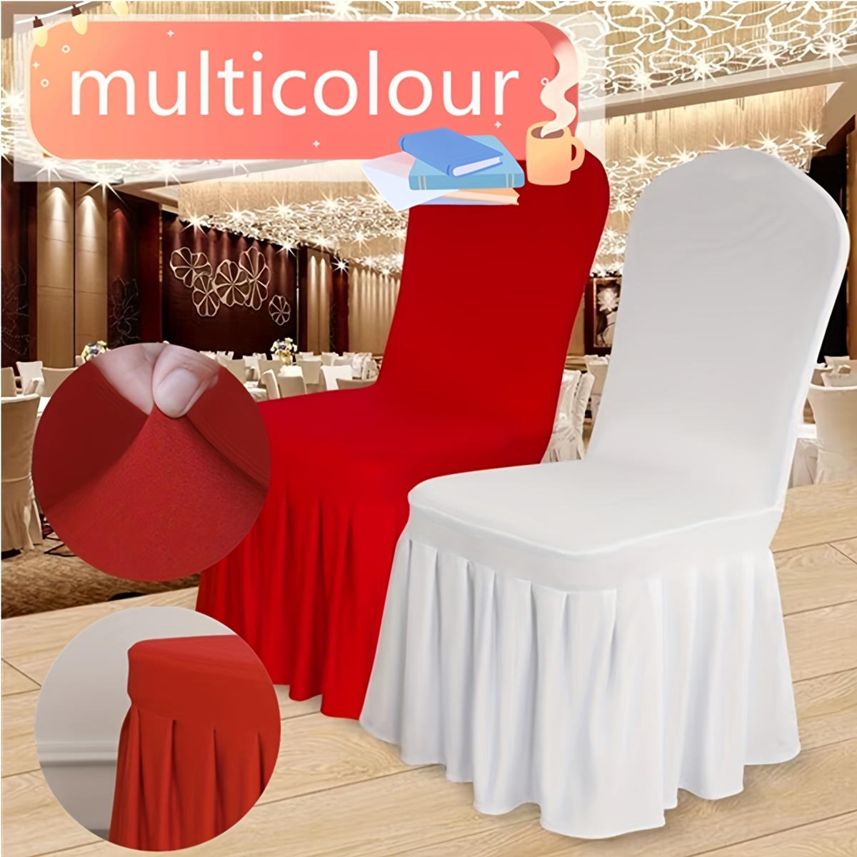 multi colored high elastic stretch pleated chair covers made