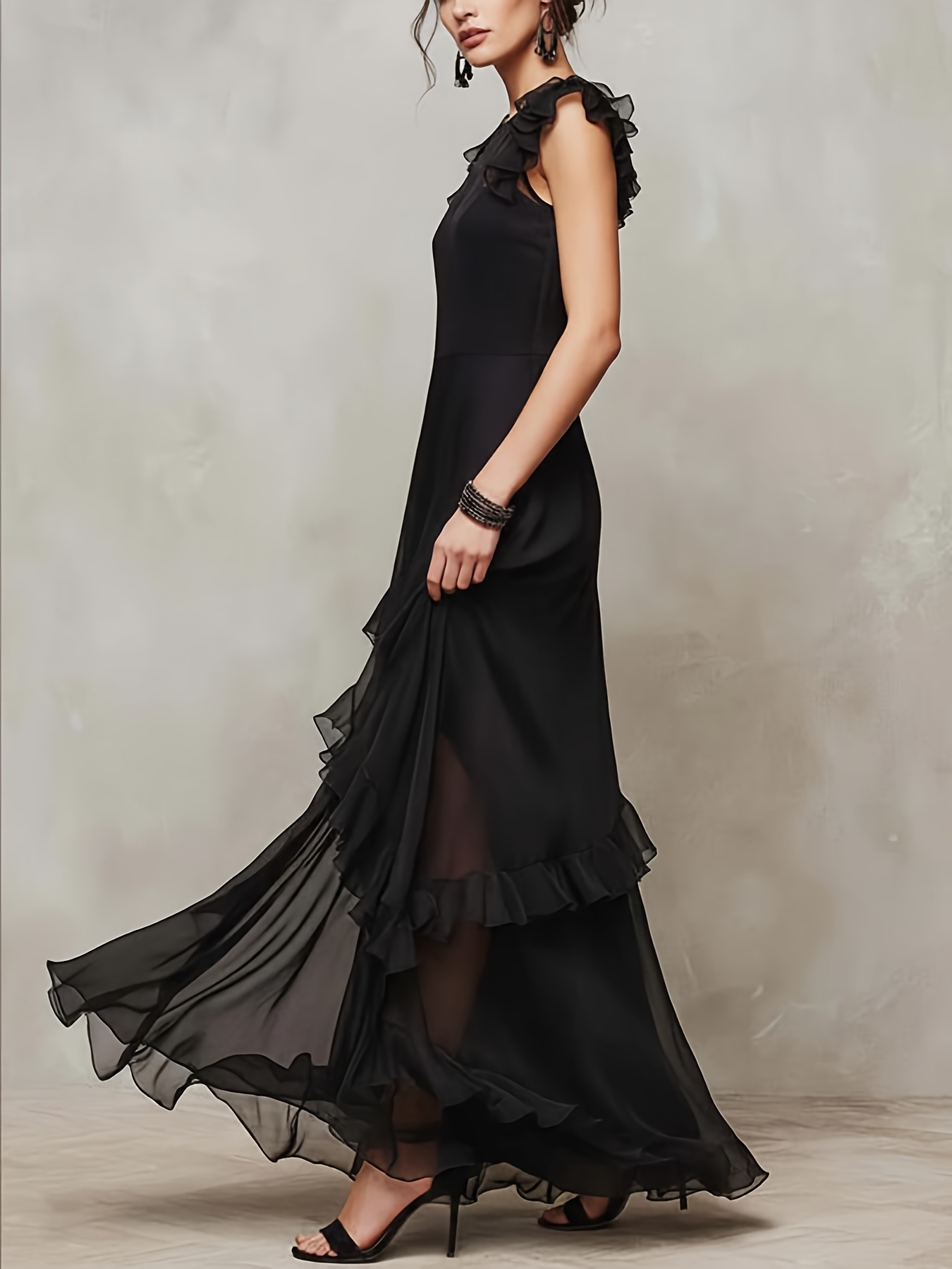 knee length dresses for ladies Floral Embroidery Mesh A-line Wedding Gown Long Side Drapes GLGL3428 main image 1