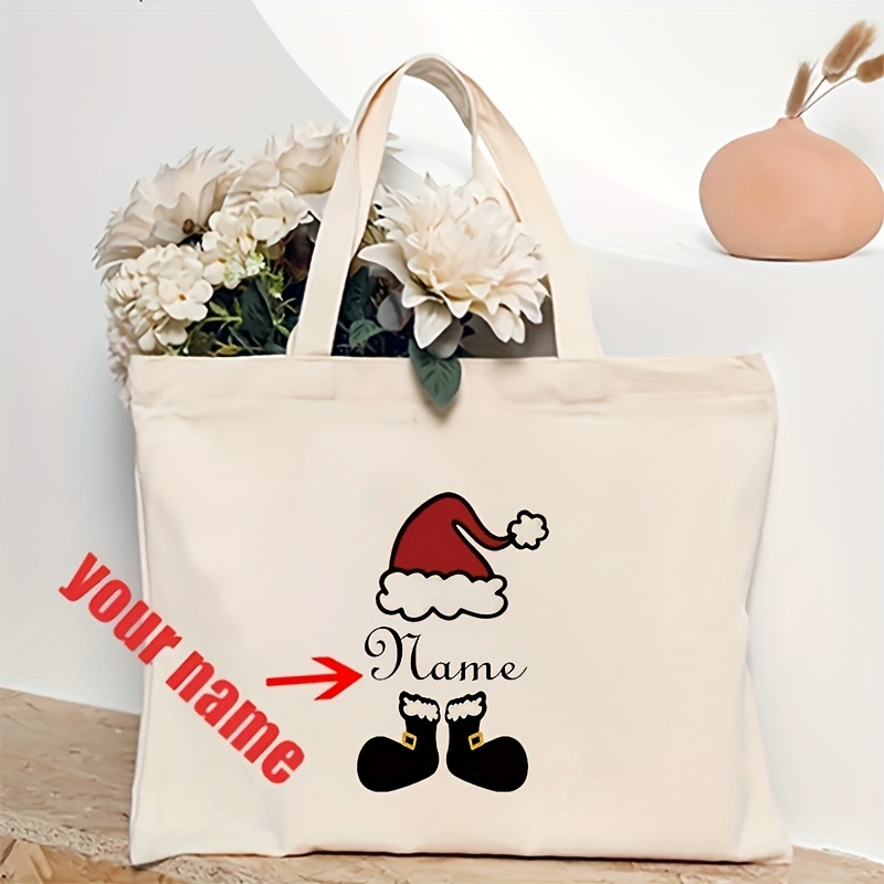 TEMU [custom Item] (contains Mixed Yarn, Irregular Colors Are Normal Craft , Not ) 1pc Custom Christmas Name Pattern Tote Bag Shoulder Bag For