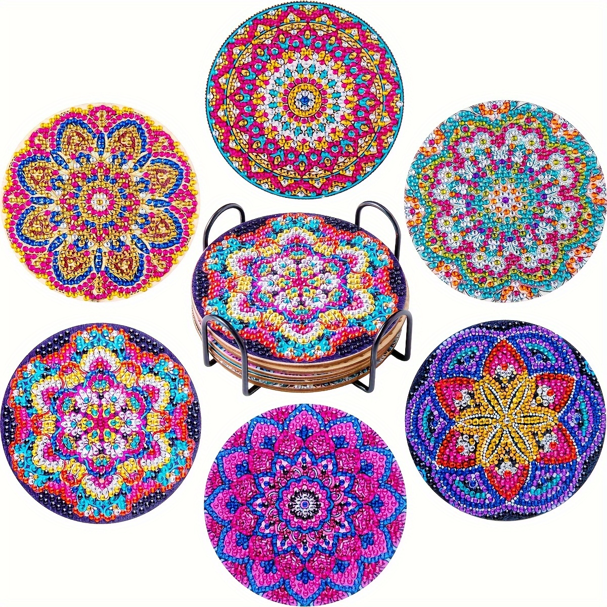 

6pcs Cute And Interesting Large Round Outdoor Coaster With Stand, Used For Protecting Wooden Tables, Coffee Tripods, Cups And Glasses - Cool Beverage Coaster Gift