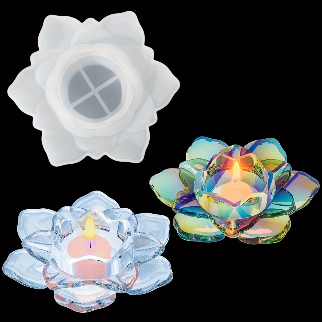 

Lotus Tealight Candles Holders Resin Silicone Casting Mold, Flower Candlestick Epoxy Casting Silicone Molds For Diy Jewelry Box, Trinket Container, Candy Box Home Table Decoration