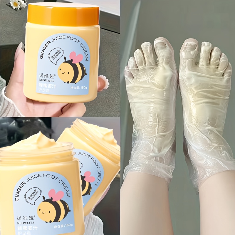   mask high   hydrating and moisturizing care   and   feet contains honey urea and ginger to soften and   dry cracked and rough feet in light beige suitable for dry rough   and cracked feet   care  