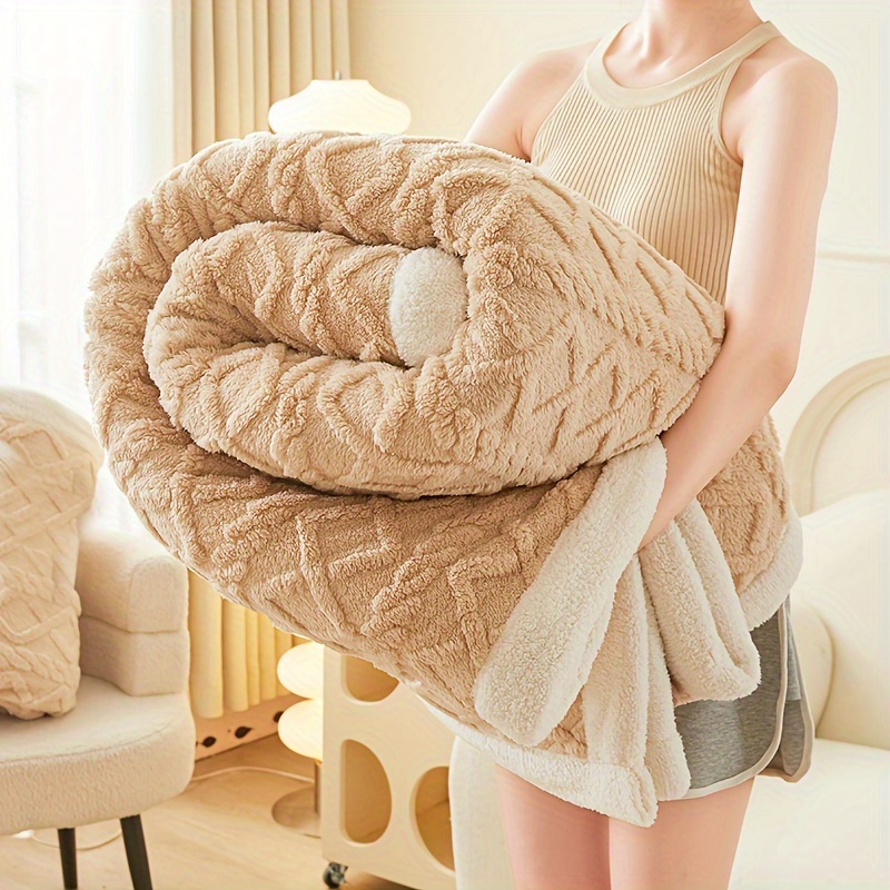 1pc double sided fleece bed blanket autumn and winter thickened sofa blanket air conditioning blanket suitable for   christmas present details 9