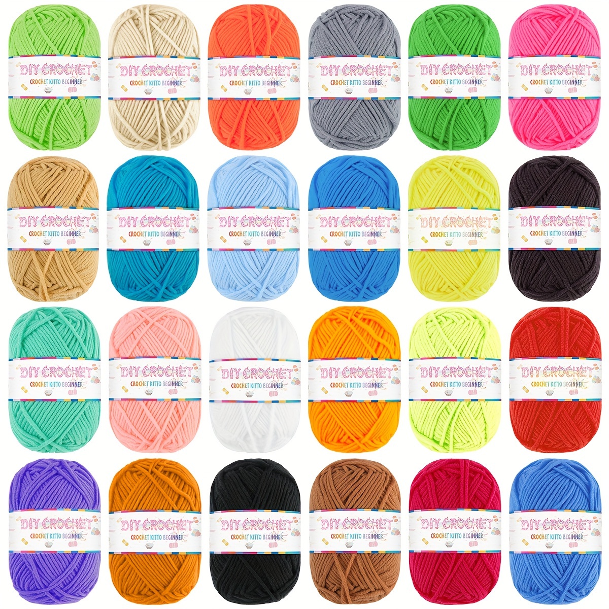 

Soft Acrylic Yarn Bundle - 12/24 Colors, 10g Each, Transparent Bag Pieceaging For Crochet & Knitting, Ideal For Beginners And Adults