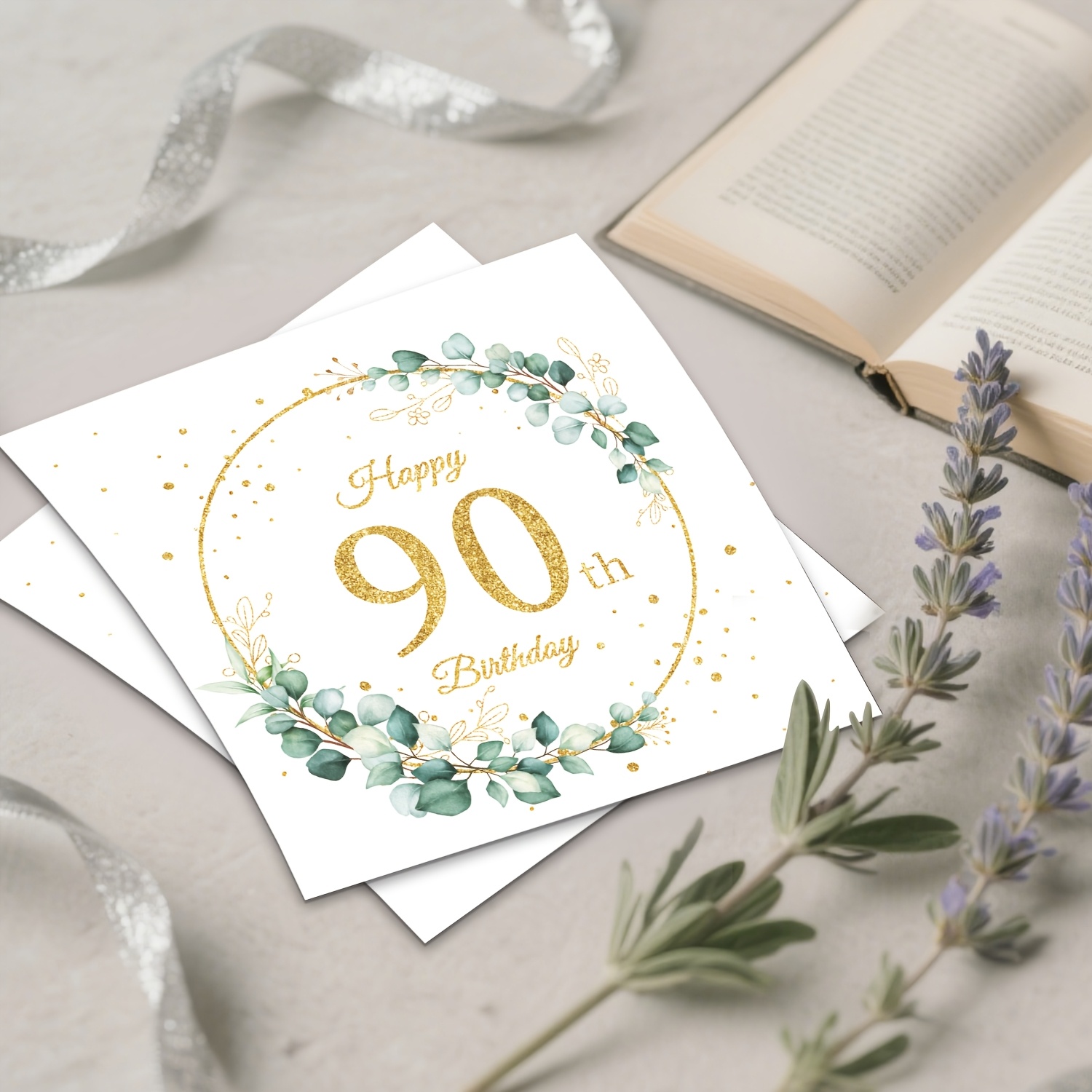 Image of Sage Wreath Themed Birthday Party Items - 20pcs Of Disposable Paper Napkins Suitable For Women's Birthday Celebrations From Ages 30 To 90 For Halloween、christmas