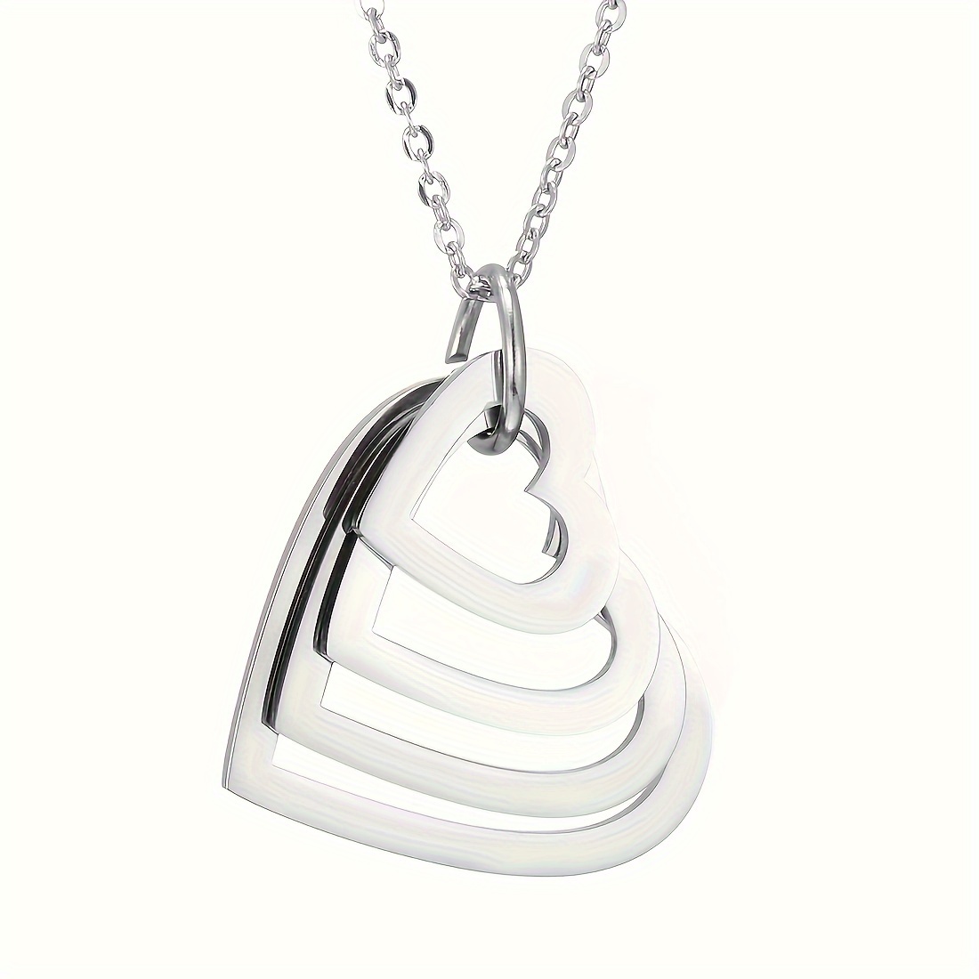 Customized Heart-shaped Necklace Personalized Engraved Heart Pendant Name Necklace Multiple Heart-shaped Necklaces Customized Gift For Mom